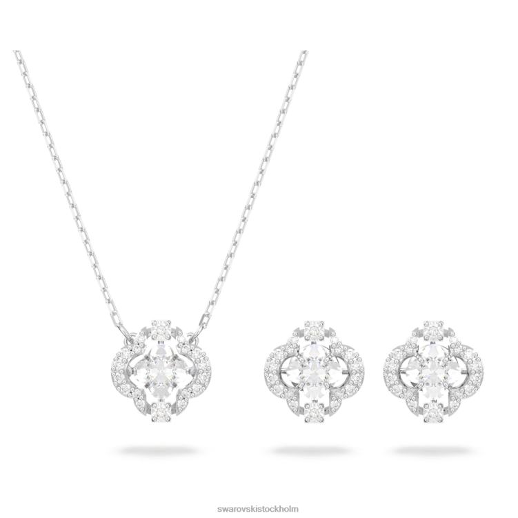 Swarovski glittrande dansuppsättning P28L415 Smycken blandade snitt, klöver, vit, rodiumpläterad