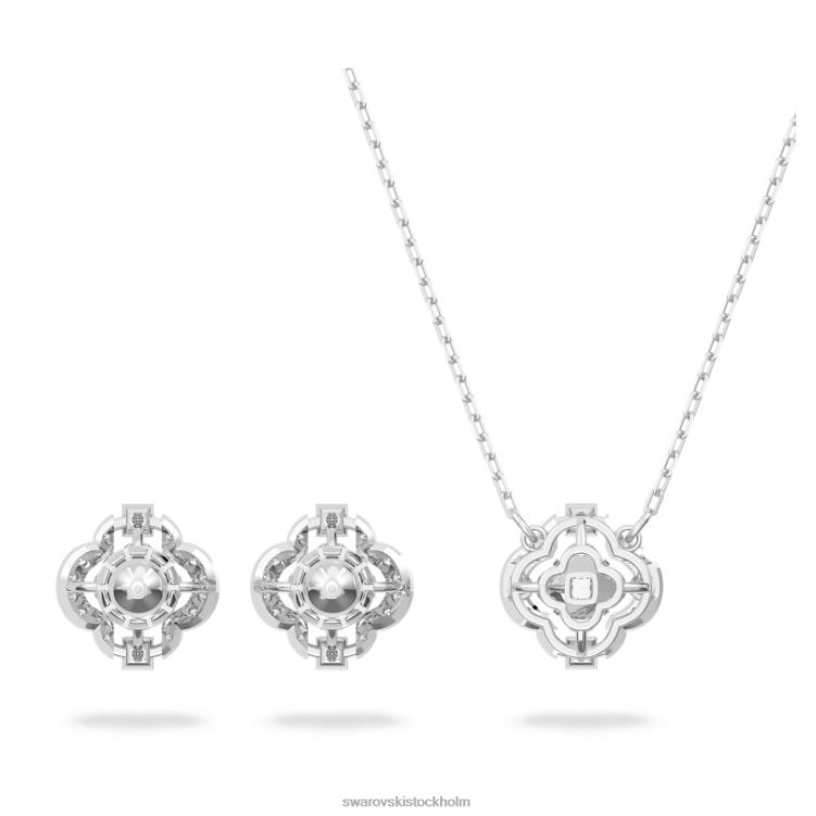 Swarovski glittrande dansuppsättning P28L415 Smycken blandade snitt, klöver, vit, rodiumpläterad