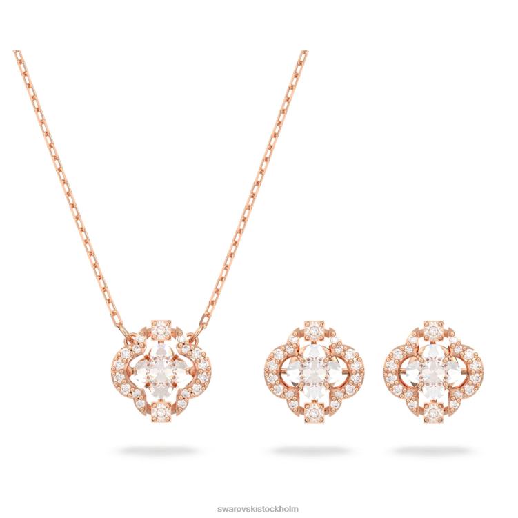Swarovski glittrande dansuppsättning P28L416 Smycken blandade snitt, klöver, vit, roséguld pläterad
