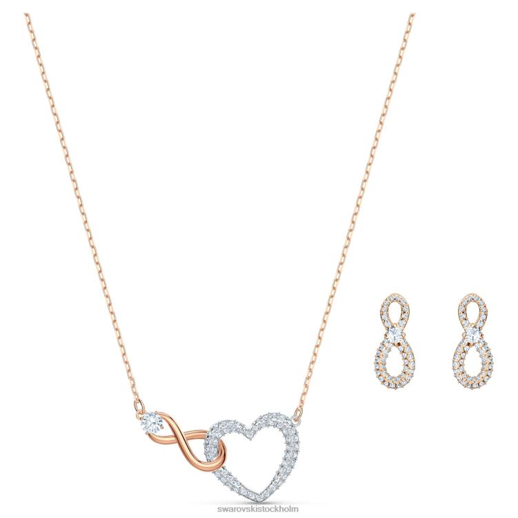 Swarovski infinity set P28L386 Smycken oändlighet och hjärta, vit, blandad metallfinish