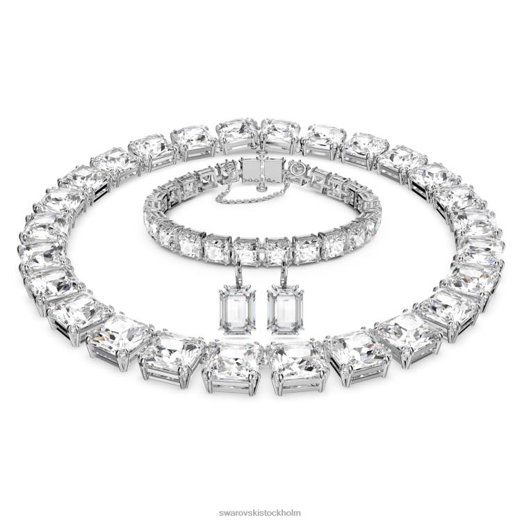 Swarovski millennieuppsättning P28L378 Smycken blandade snitt, vita, rodiumpläterade