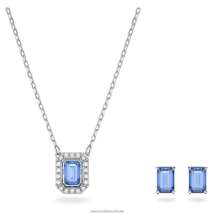Swarovski millennieuppsättning P28L385 Smycken octagon cut, blå, rodiumpläterad