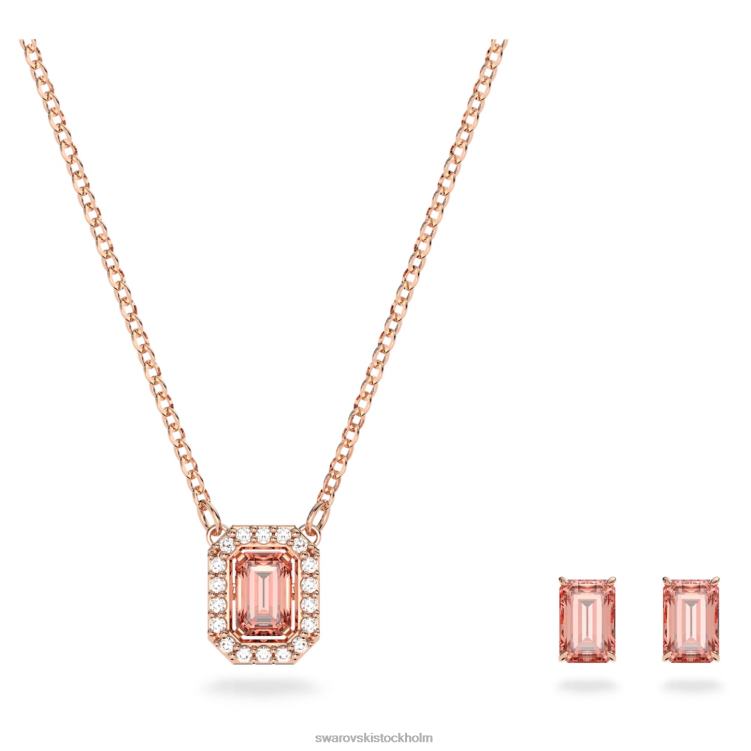 Swarovski millennieuppsättning P28L393 Smycken octagon cut, rosa, roséguld pläterad