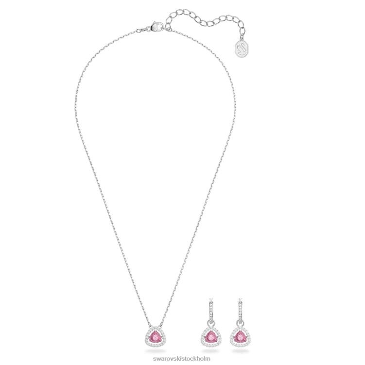 Swarovski millennieuppsättning P28L407 Smycken triljantskuren, rosa, rodiumpläterad