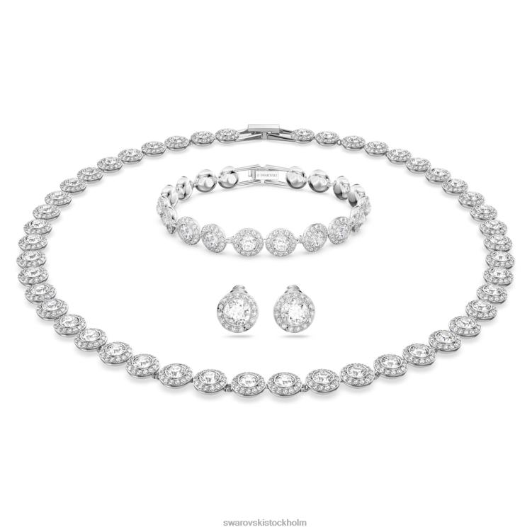 Swarovski änglalik uppsättning P28L371 Smycken rund skuren, vit, rodiumpläterad