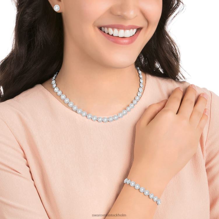 Swarovski änglalik uppsättning P28L371 Smycken rund skuren, vit, rodiumpläterad