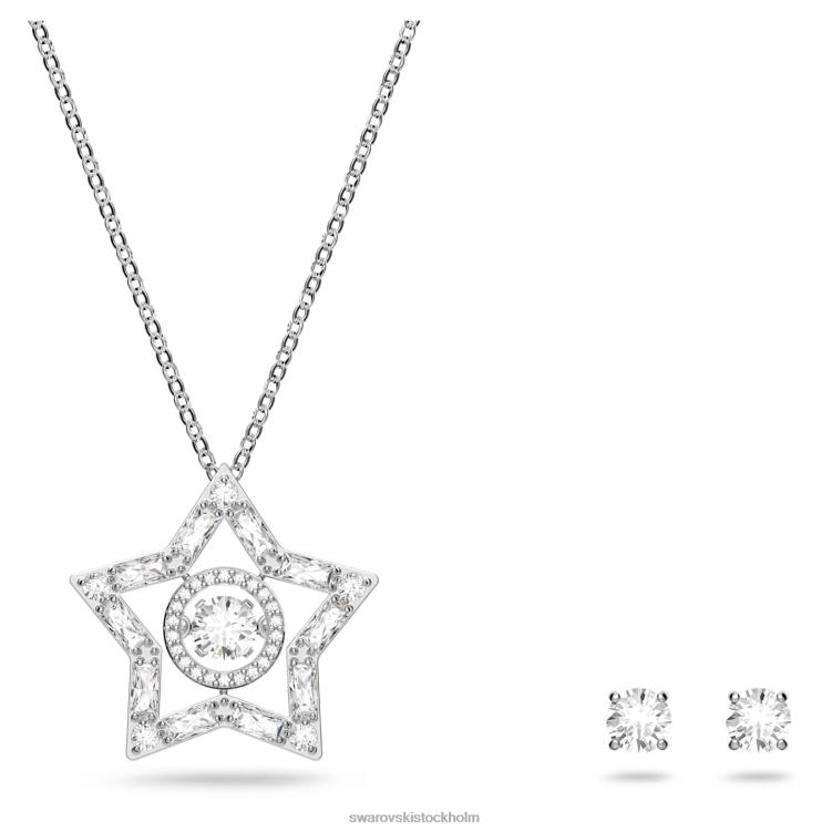 Swarovski stella set P28L405 Smycken blandade snitt, stjärna, vit, rodiumpläterad