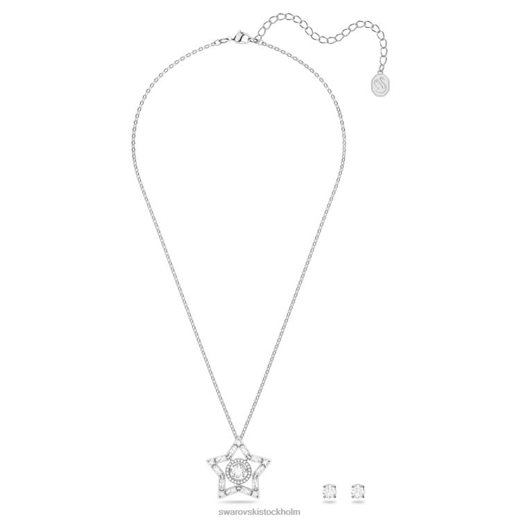 Swarovski stella set P28L405 Smycken blandade snitt, stjärna, vit, rodiumpläterad