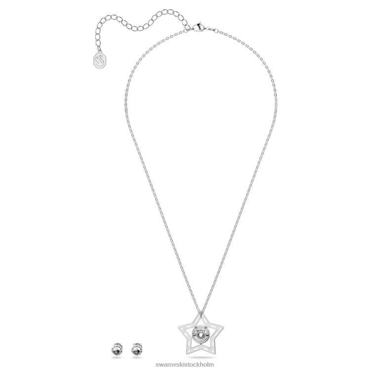 Swarovski stella set P28L405 Smycken blandade snitt, stjärna, vit, rodiumpläterad