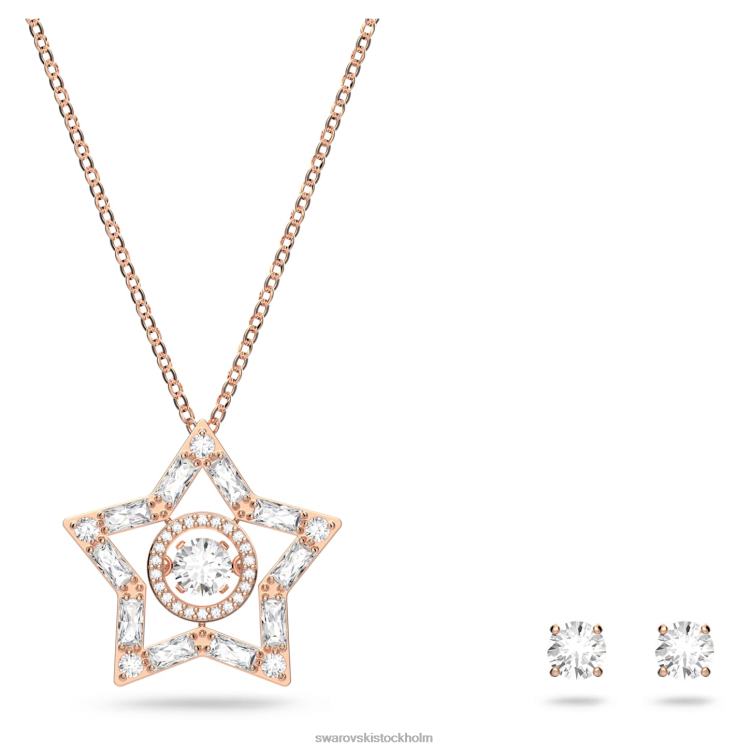 Swarovski stella set P28L406 Smycken blandade snitt, stjärna, vit, roséguld pläterad
