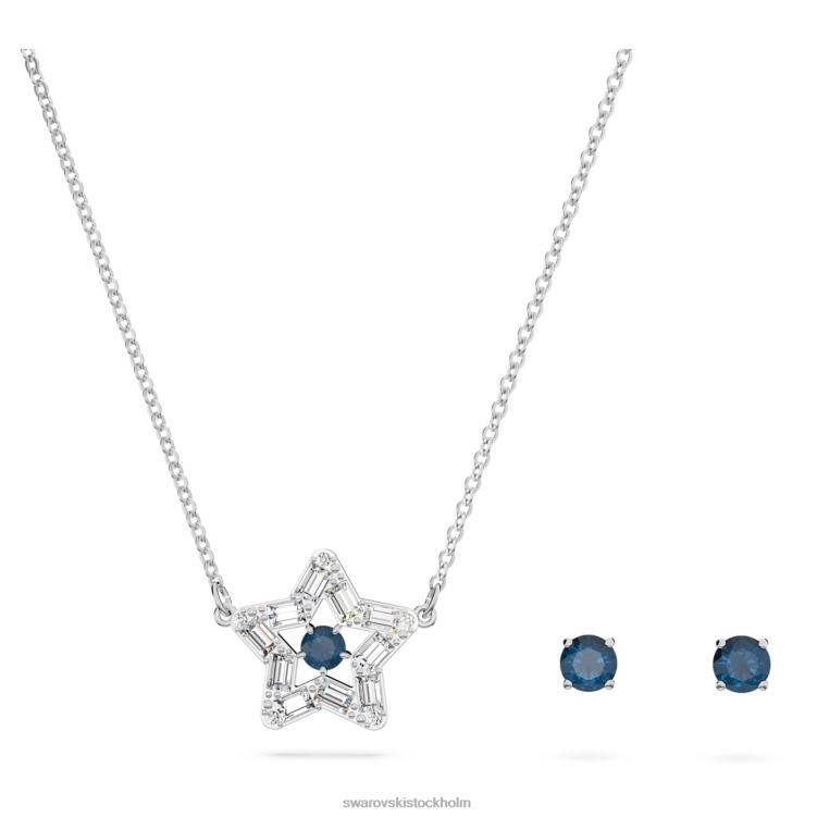 Swarovski stella set P28L408 Smycken blandade snitt, stjärna, blå, rodiumpläterad