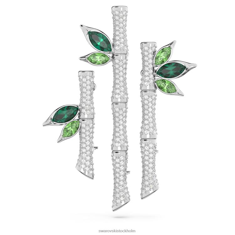 Swarovski dellium brosch P28L1101 Tillbehör bambu, grön, rodiumpläterad