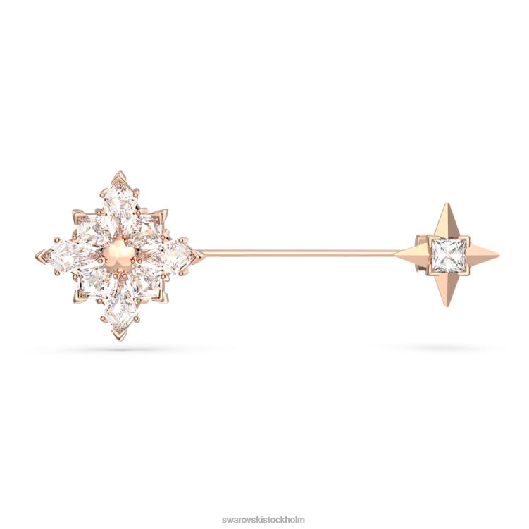 Swarovski stella brosch P28L1102 Tillbehör kite cut, stjärna, vit, roséguld pläterad