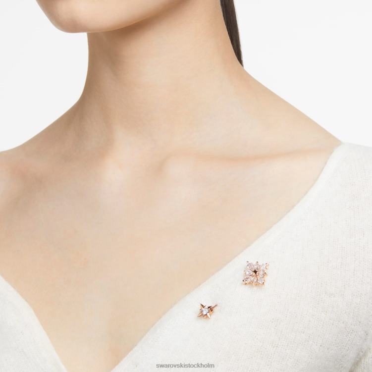 Swarovski stella brosch P28L1102 Tillbehör kite cut, stjärna, vit, roséguld pläterad