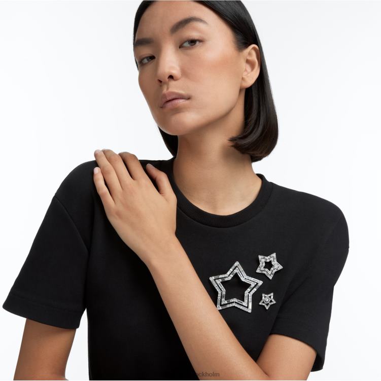 Swarovski stella brosch P28L394 Tillbehör blandade snitt, stjärna, vit, rodiumpläterad