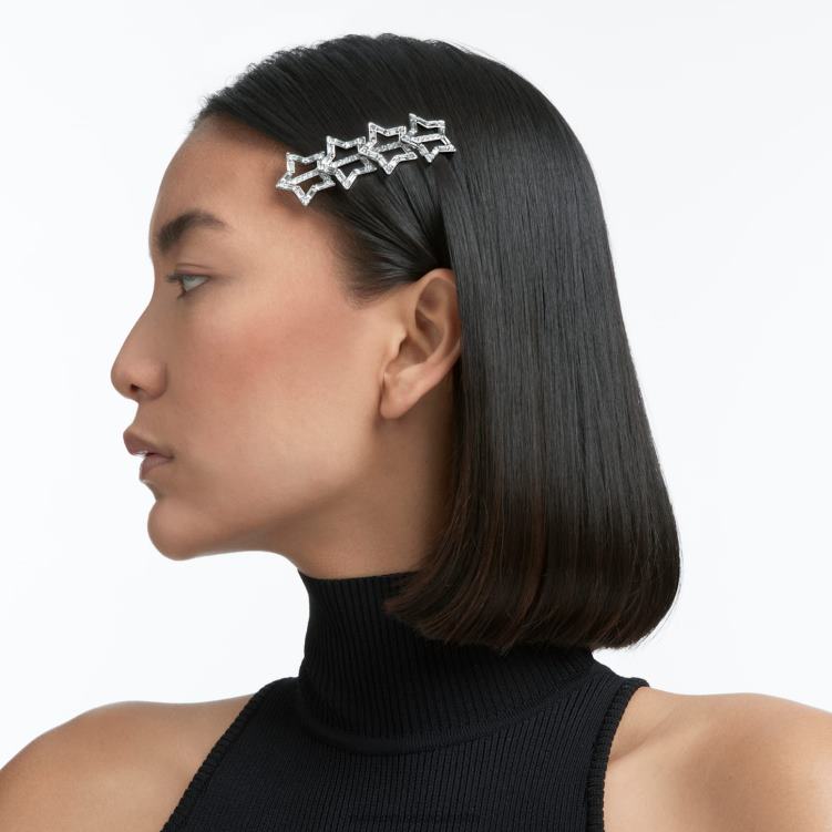 Swarovski hårklämma P28L1470 Tillbehör blandade snitt, stjärna, vit, rodiumpläterad