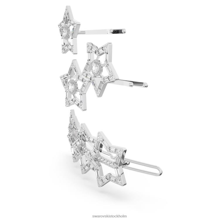 Swarovski hårklämma P28L1470 Tillbehör blandade snitt, stjärna, vit, rodiumpläterad