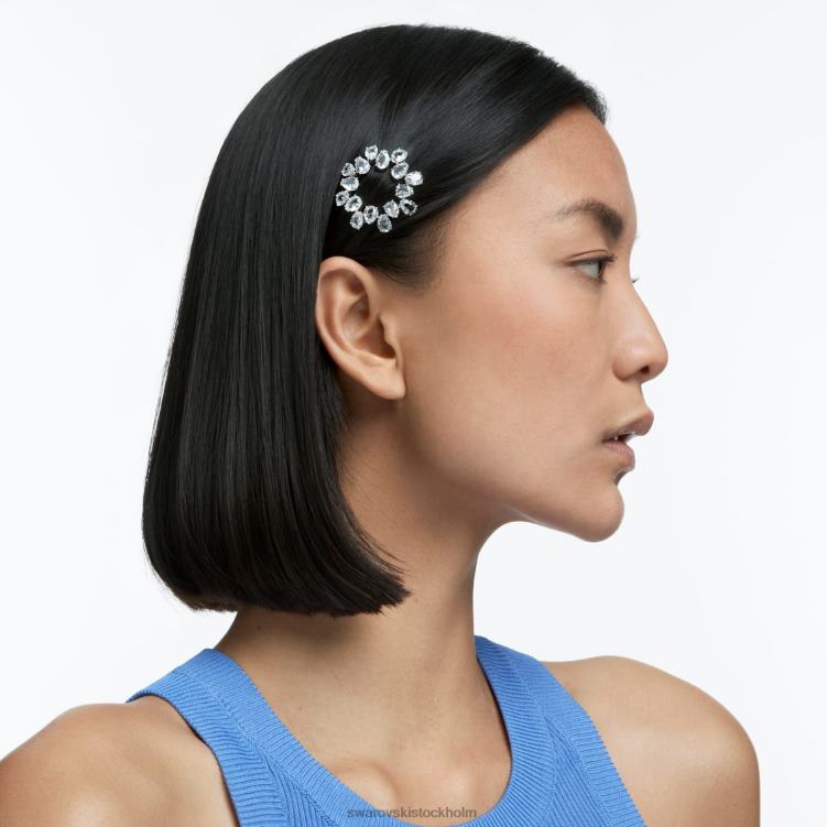 Swarovski hårklämma P28L1471 Tillbehör päronskuren, vit, rodiumpläterad