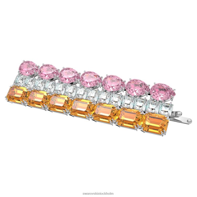 Swarovski hårklämma P28L1476 Tillbehör blandade snitt, rektangulär form, flerfärgad, rodiumpläterad