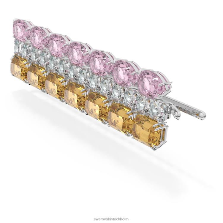 Swarovski hårklämma P28L1476 Tillbehör blandade snitt, rektangulär form, flerfärgad, rodiumpläterad