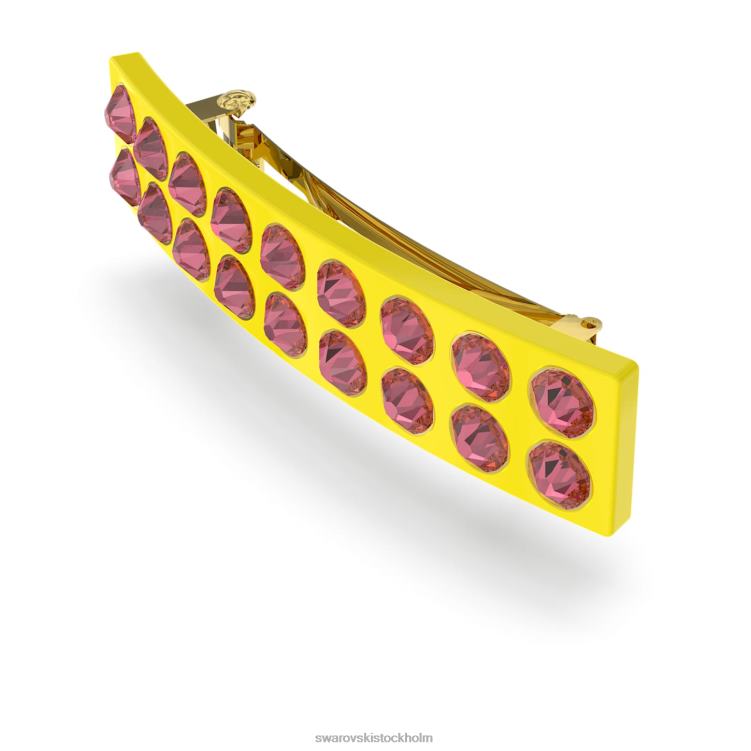 Swarovski hårklämma P28L1480 Tillbehör rund skuren, rektangulär form, rosa, guldfärgad