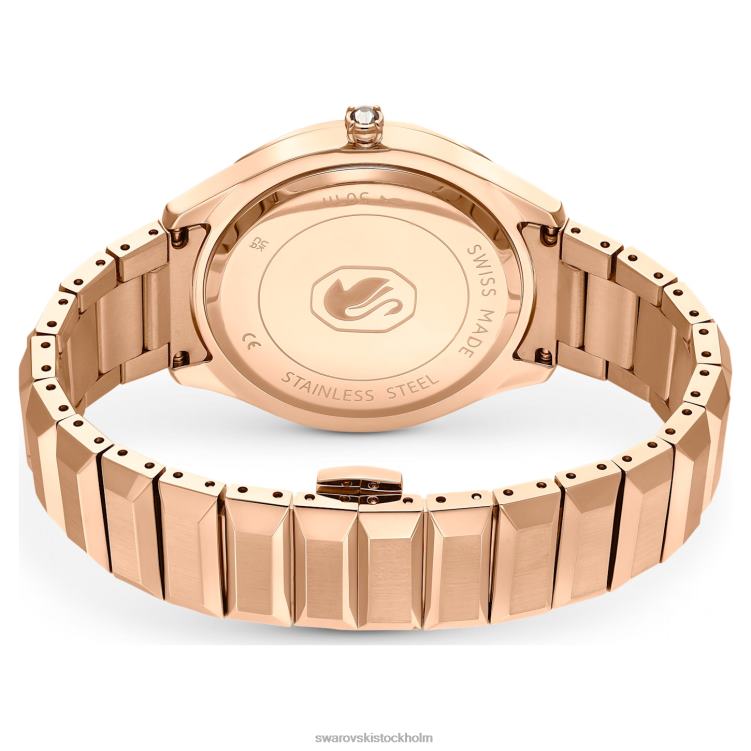 Swarovski 37mm klocka P28L1193 Tillbehör schweizisk tillverkad, metallarmband, svart, roséguldfärgad finish