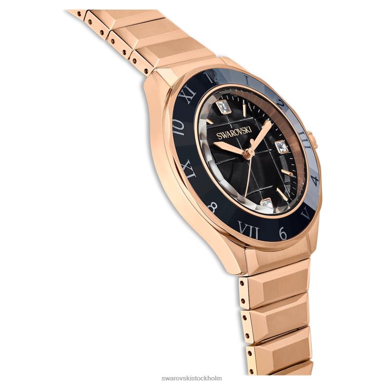 Swarovski 37mm klocka P28L1193 Tillbehör schweizisk tillverkad, metallarmband, svart, roséguldfärgad finish