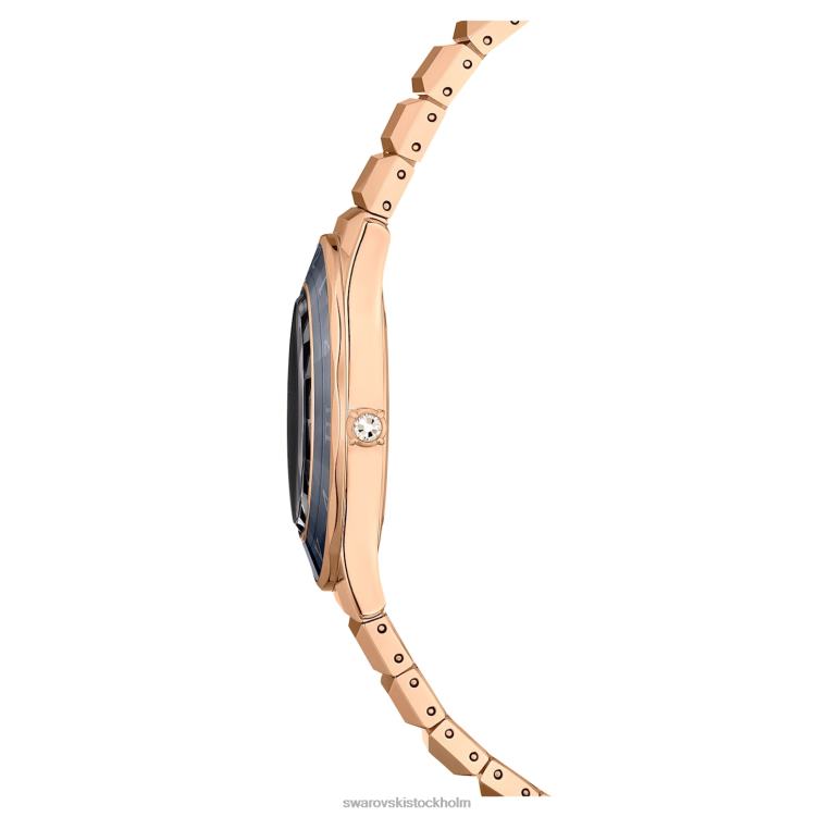 Swarovski 37mm klocka P28L1193 Tillbehör schweizisk tillverkad, metallarmband, svart, roséguldfärgad finish