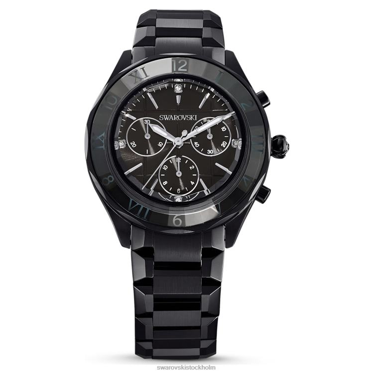 Swarovski 39mm klocka P28L1239 Tillbehör schweizisk tillverkad, metallarmband, svart, svart finish