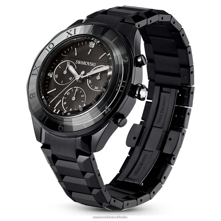 Swarovski 39mm klocka P28L1239 Tillbehör schweizisk tillverkad, metallarmband, svart, svart finish