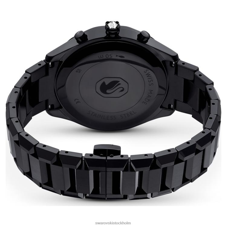 Swarovski 39mm klocka P28L1239 Tillbehör schweizisk tillverkad, metallarmband, svart, svart finish