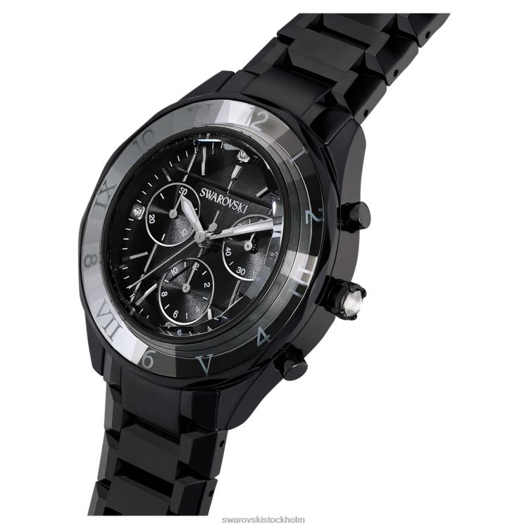 Swarovski 39mm klocka P28L1239 Tillbehör schweizisk tillverkad, metallarmband, svart, svart finish