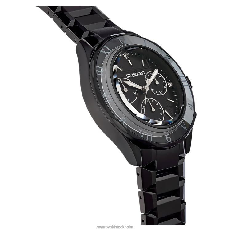 Swarovski 39mm klocka P28L1239 Tillbehör schweizisk tillverkad, metallarmband, svart, svart finish