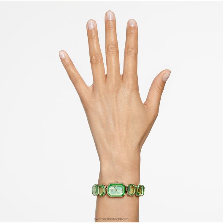 Swarovski Kolla på P28L1142 Tillbehör oktagonslipat armband, grönt, champagneguldfärgad finish