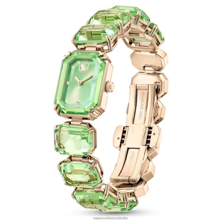 Swarovski Kolla på P28L1142 Tillbehör oktagonslipat armband, grönt, champagneguldfärgad finish