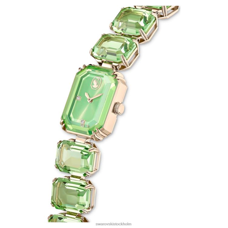 Swarovski Kolla på P28L1142 Tillbehör oktagonslipat armband, grönt, champagneguldfärgad finish