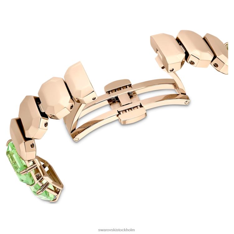Swarovski Kolla på P28L1142 Tillbehör oktagonslipat armband, grönt, champagneguldfärgad finish