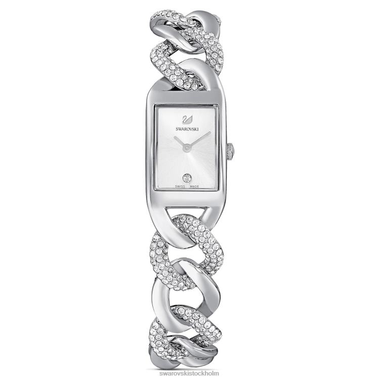 Swarovski cocktailklocka P28L1231 Tillbehör schweizisk tillverkad, pave, metallarmband, silverton, rostfritt stål