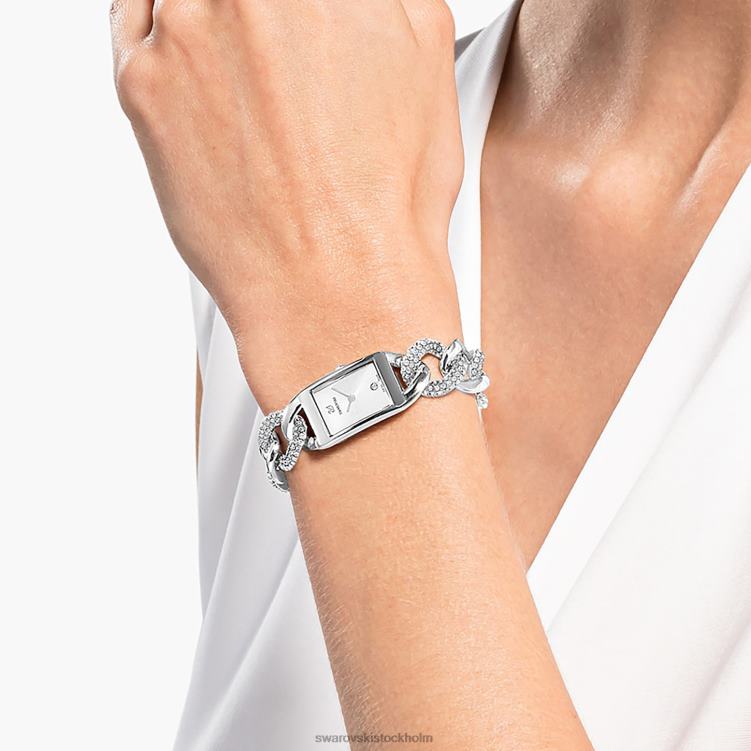 Swarovski cocktailklocka P28L1231 Tillbehör schweizisk tillverkad, pave, metallarmband, silverton, rostfritt stål