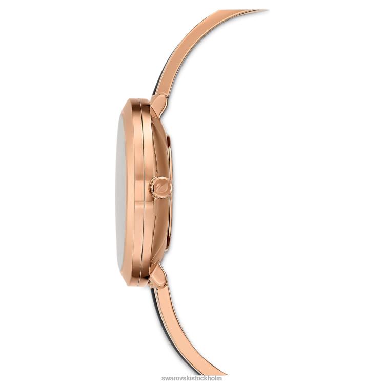 Swarovski crystalline delight klocka P28L1166 Tillbehör schweizisk tillverkad, metallarmband, svart, roséguldfärgad finish