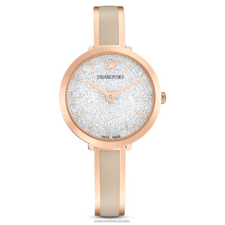 Swarovski crystalline delight klocka P28L1174 Tillbehör schweizisk tillverkad, metallarmband, grå, roséguldfärgad finish