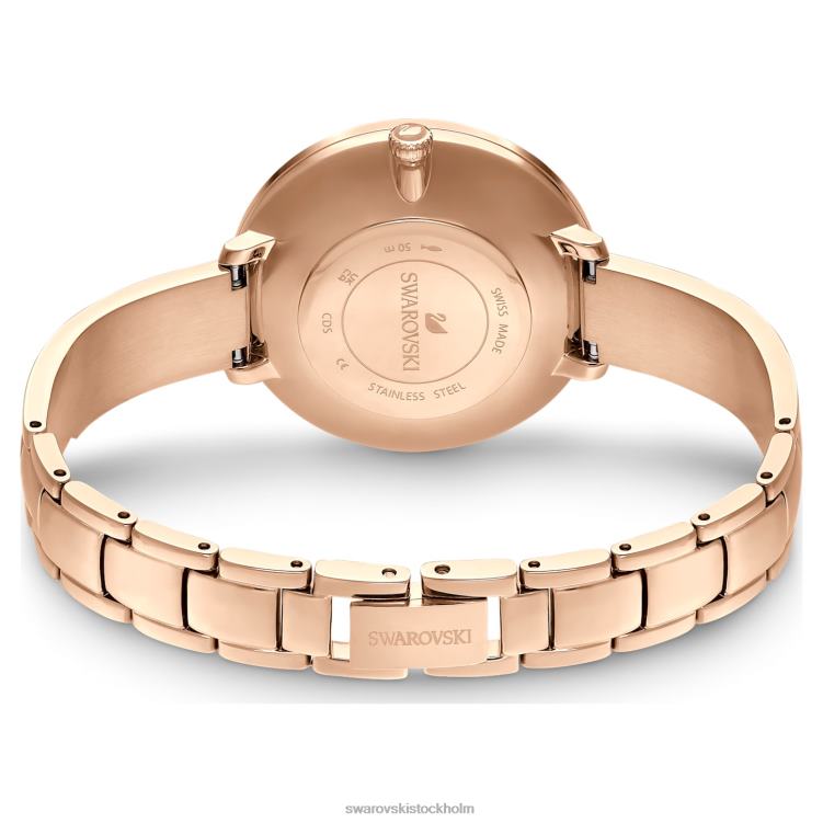 Swarovski crystalline delight klocka P28L1174 Tillbehör schweizisk tillverkad, metallarmband, grå, roséguldfärgad finish