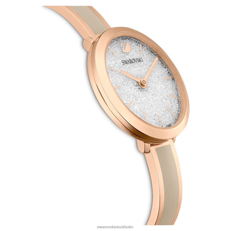 Swarovski crystalline delight klocka P28L1174 Tillbehör schweizisk tillverkad, metallarmband, grå, roséguldfärgad finish