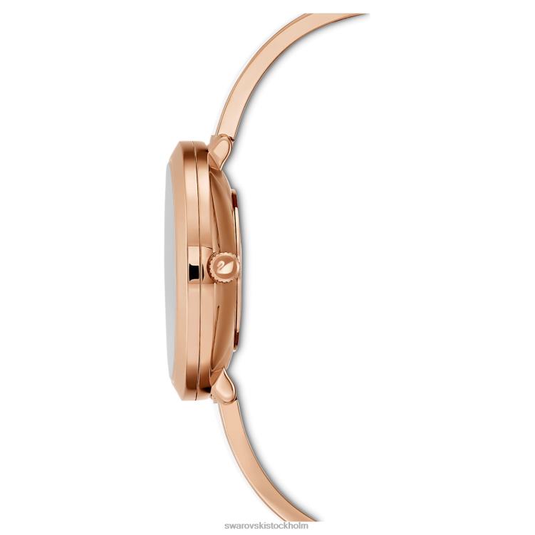 Swarovski crystalline delight klocka P28L1188 Tillbehör schweizisk tillverkad, metallarmband, vit finish i roséguld