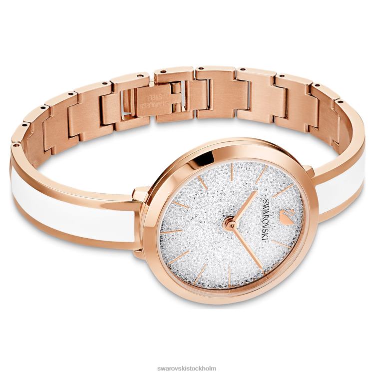 Swarovski crystalline delight klocka P28L1188 Tillbehör schweizisk tillverkad, metallarmband, vit finish i roséguld