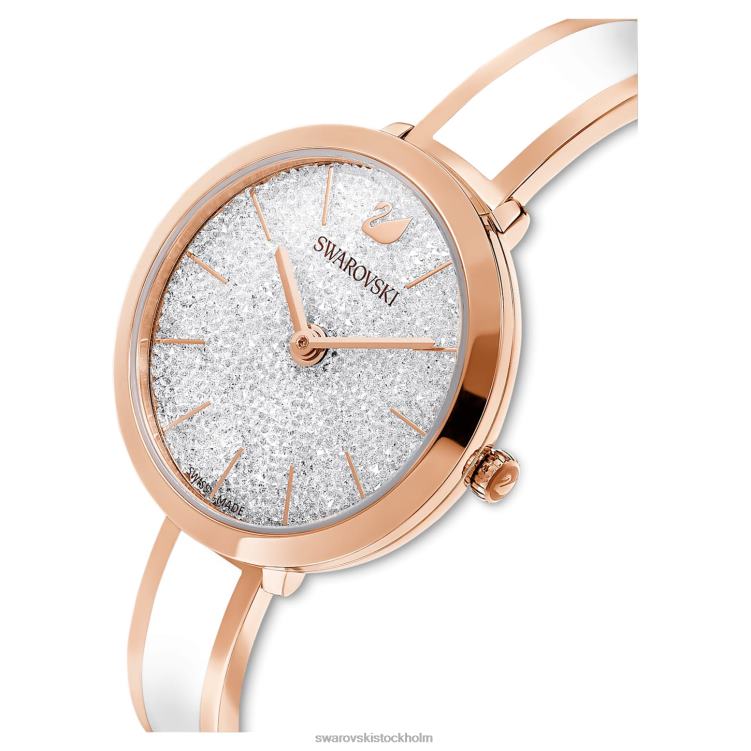 Swarovski crystalline delight klocka P28L1188 Tillbehör schweizisk tillverkad, metallarmband, vit finish i roséguld