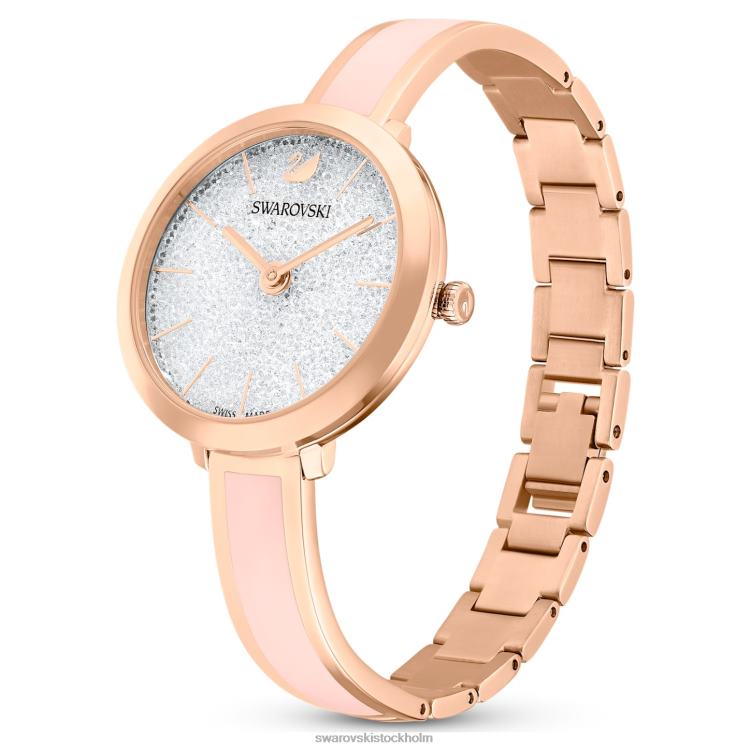 Swarovski crystalline delight klocka P28L1189 Tillbehör schweizisk tillverkad, metallarmband, rosa, roséguldfärgad finish