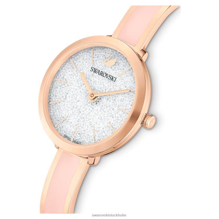 Swarovski crystalline delight klocka P28L1189 Tillbehör schweizisk tillverkad, metallarmband, rosa, roséguldfärgad finish