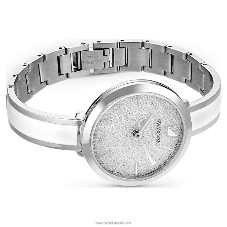 Swarovski crystalline delight klocka P28L1228 Tillbehör schweizisk tillverkad, metallarmband, vit, rostfritt stål