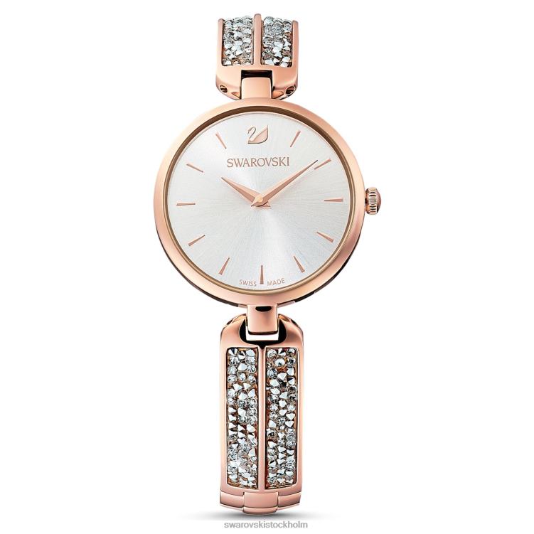 Swarovski dröm rockklocka P28L1171 Tillbehör schweizisk tillverkad, metallarmband, roséguldton, roséguldfärgad finish